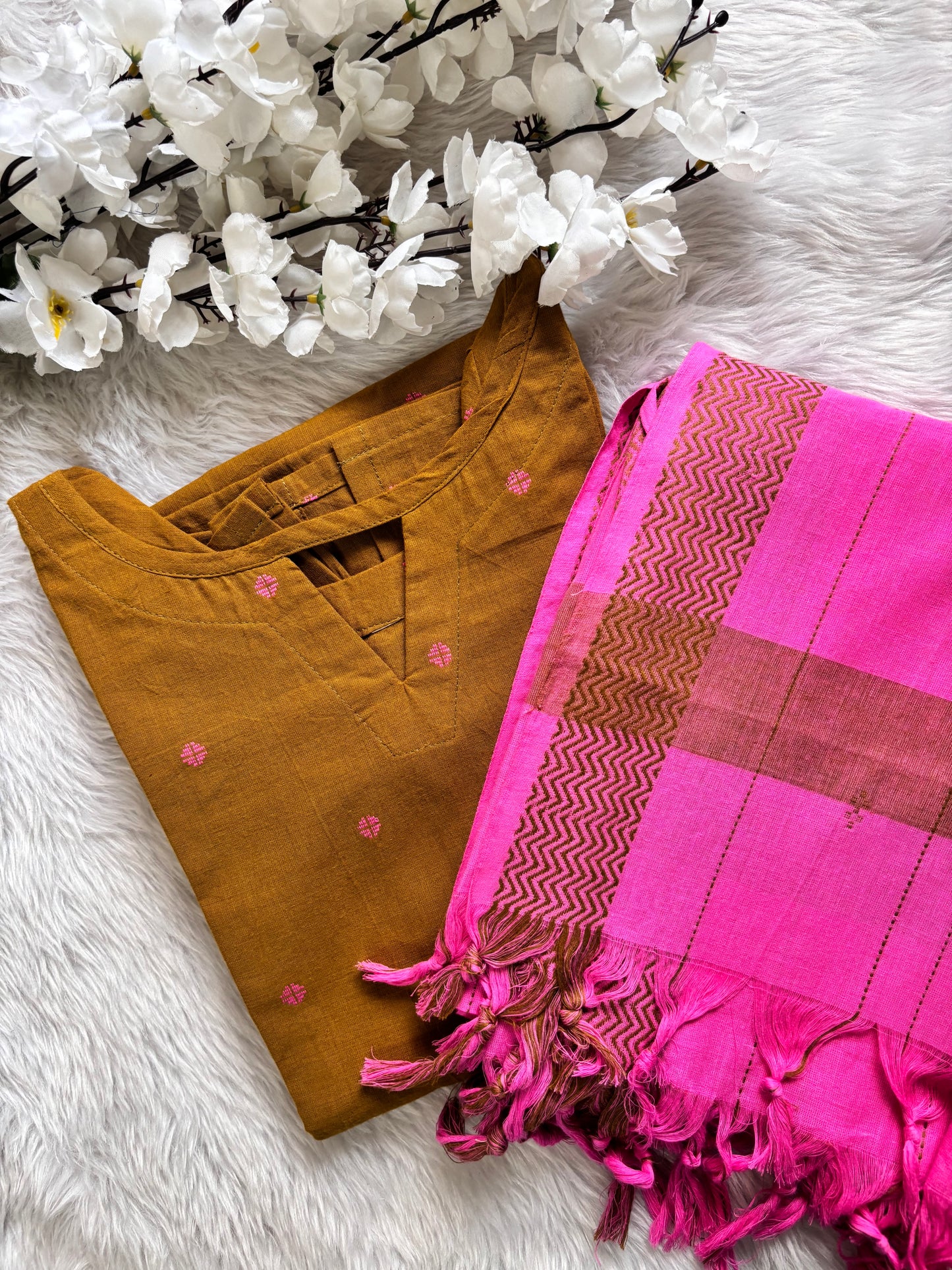 Olive Green Handloom Kurti