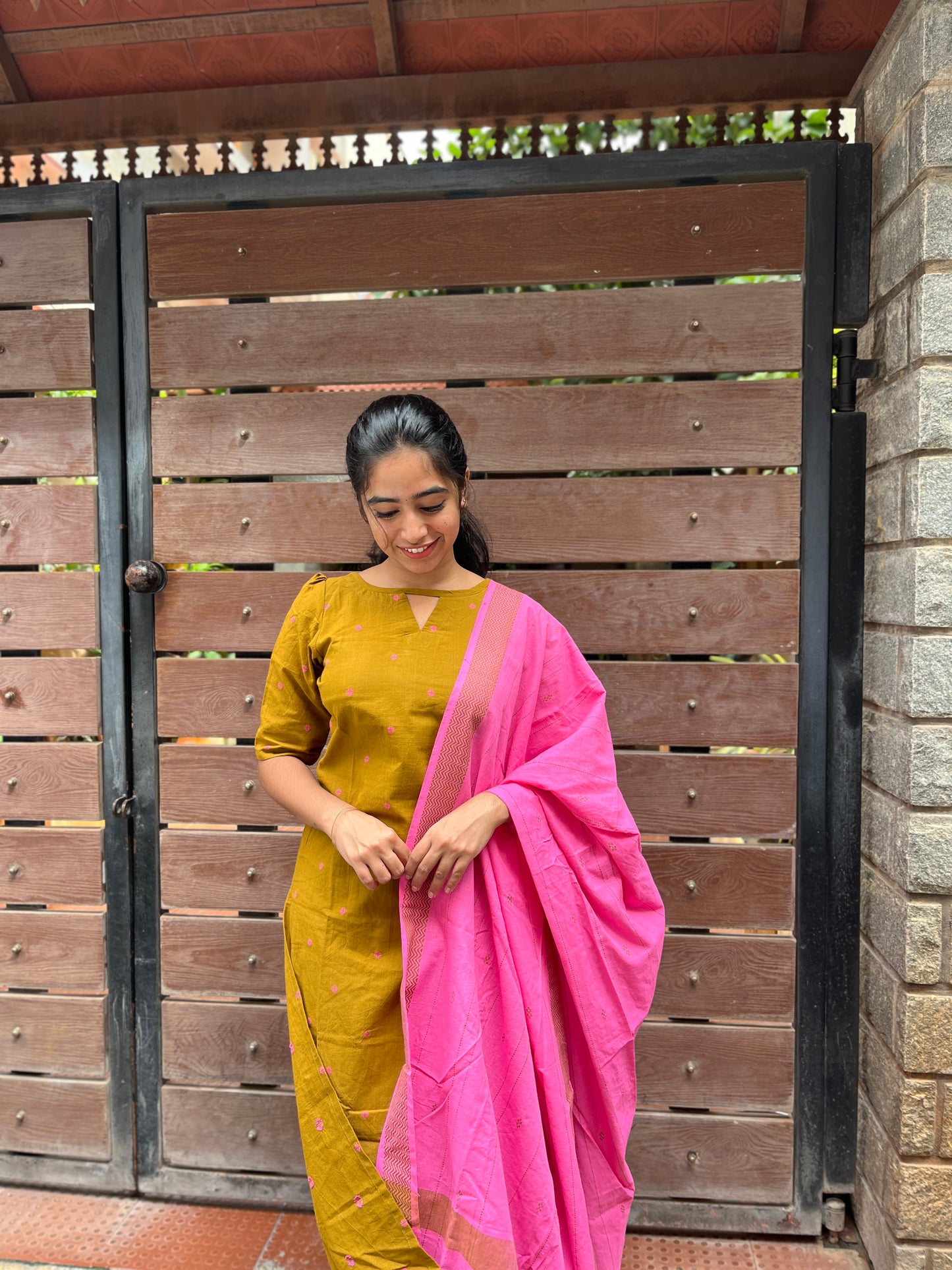 Olive Green Handloom Kurti