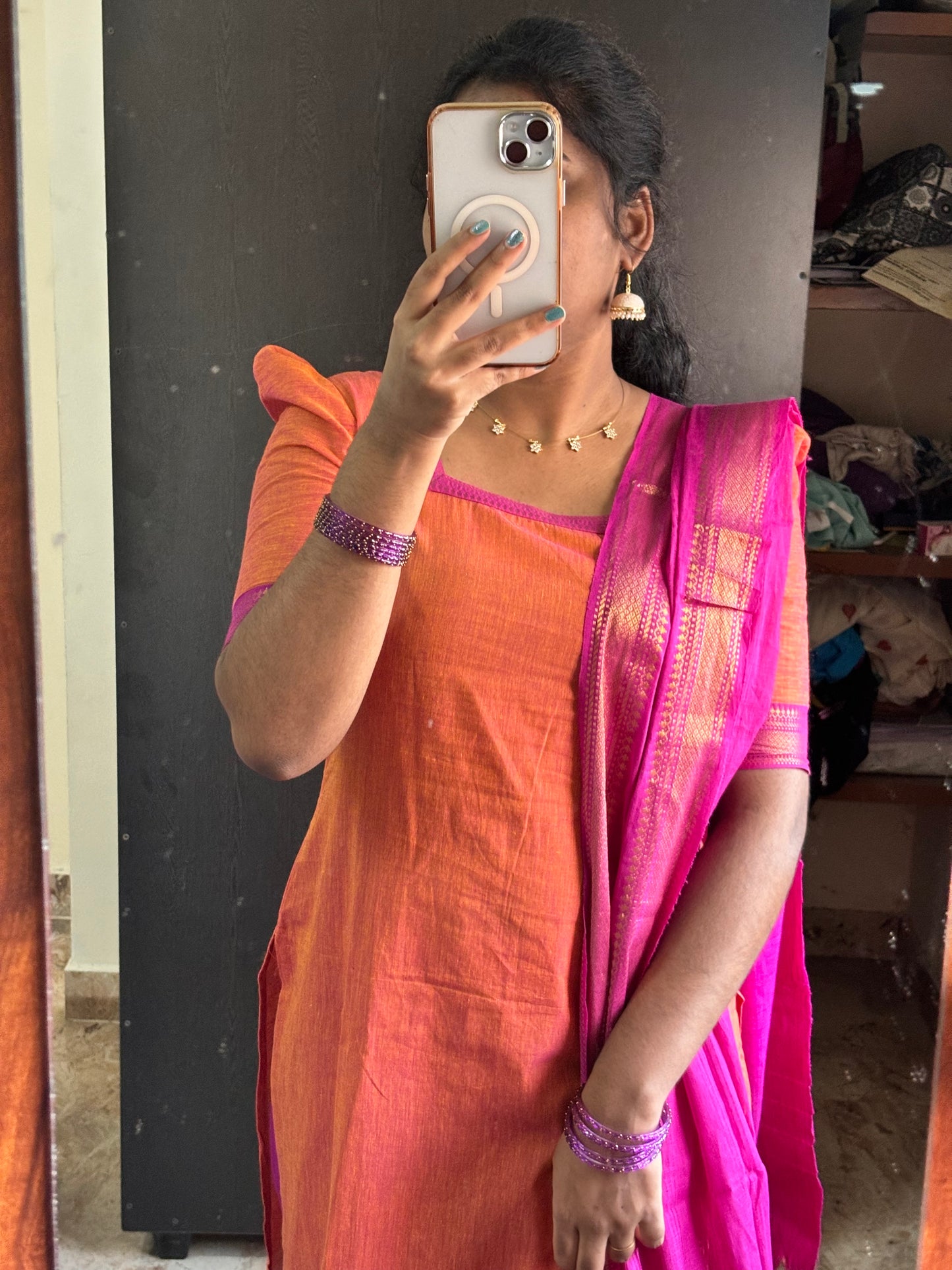 Orange Mangalakiri Set