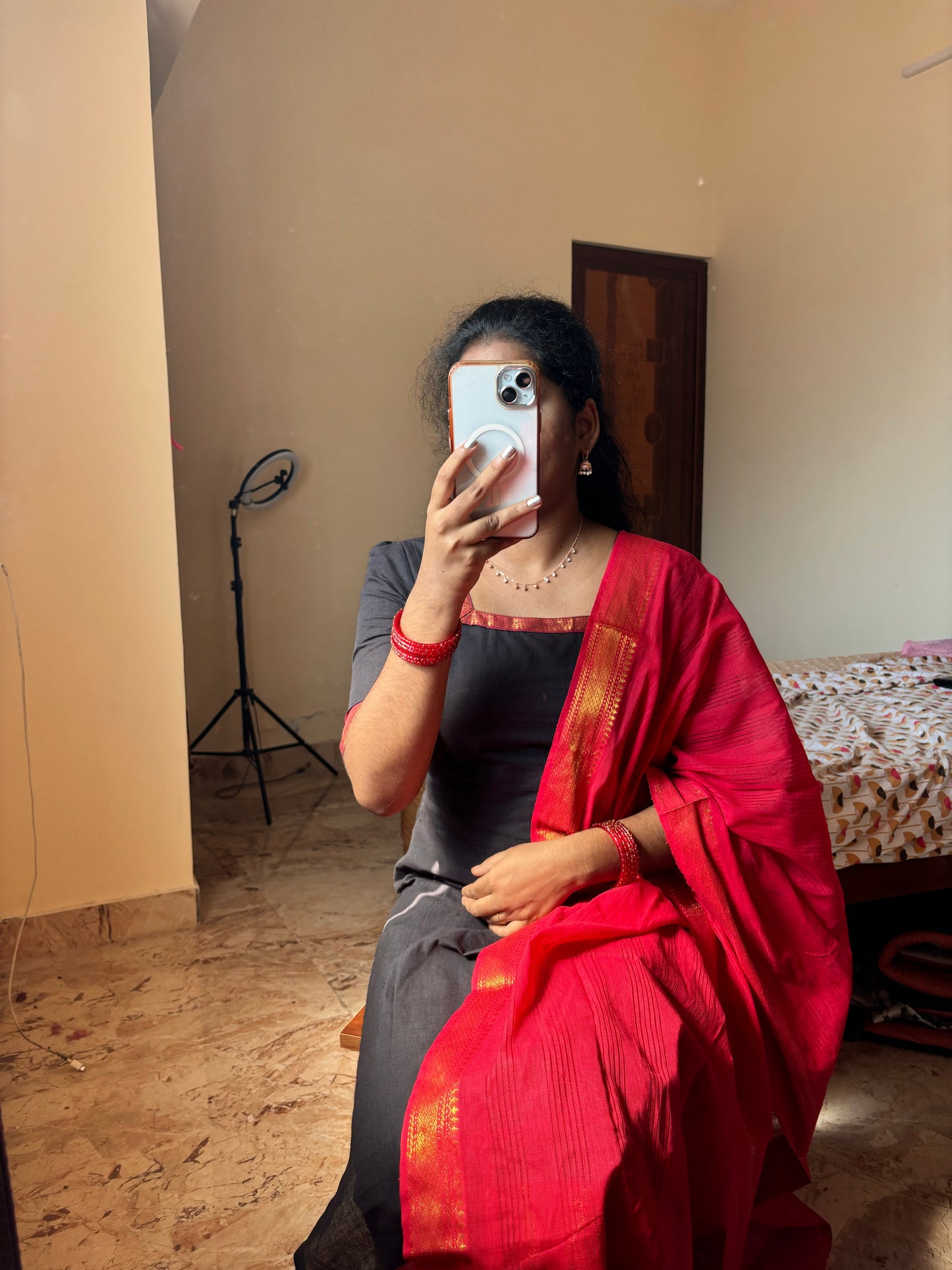 Black Mangalagiri Set