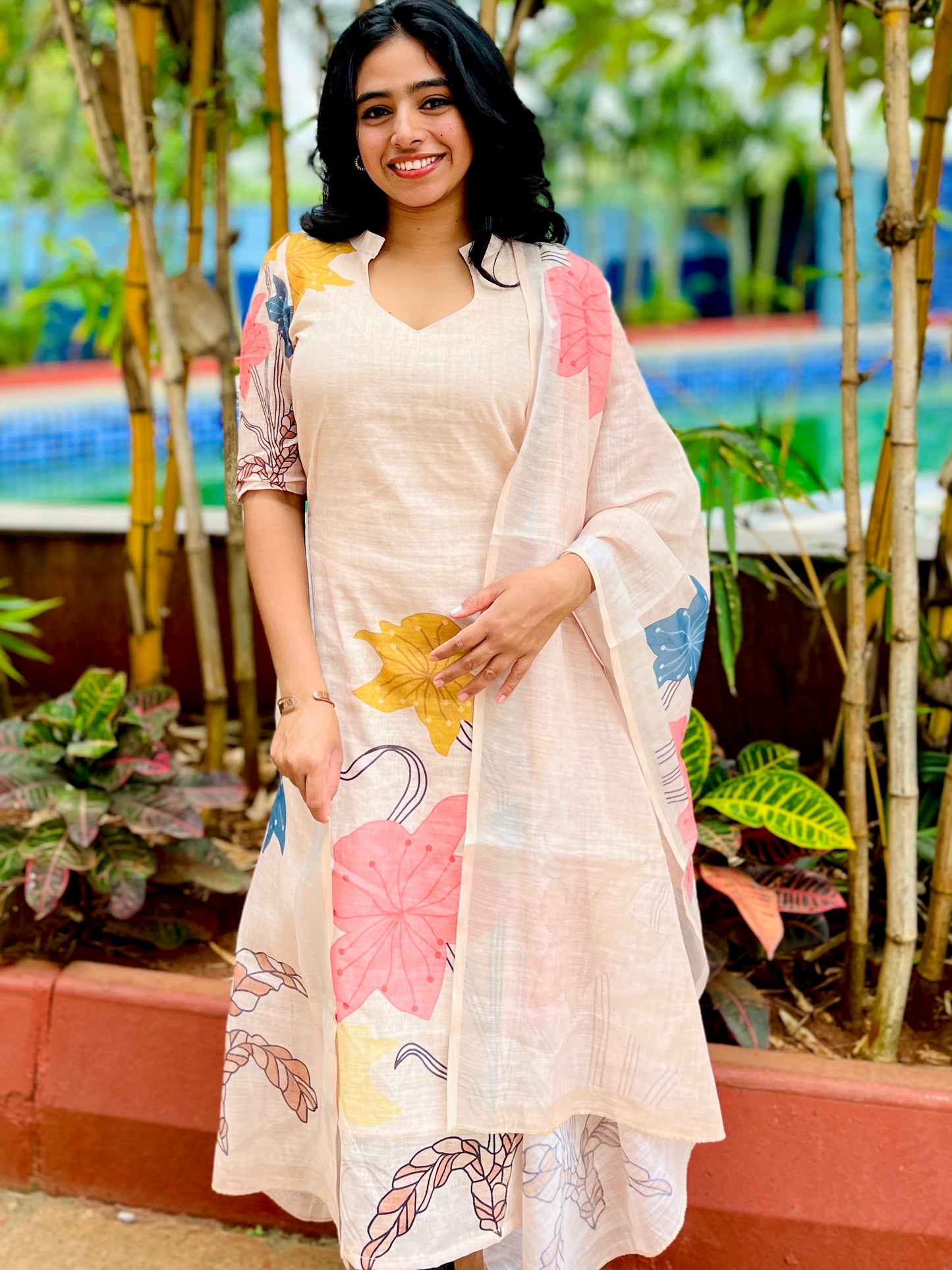Creamy linen set [ SZ117 ]