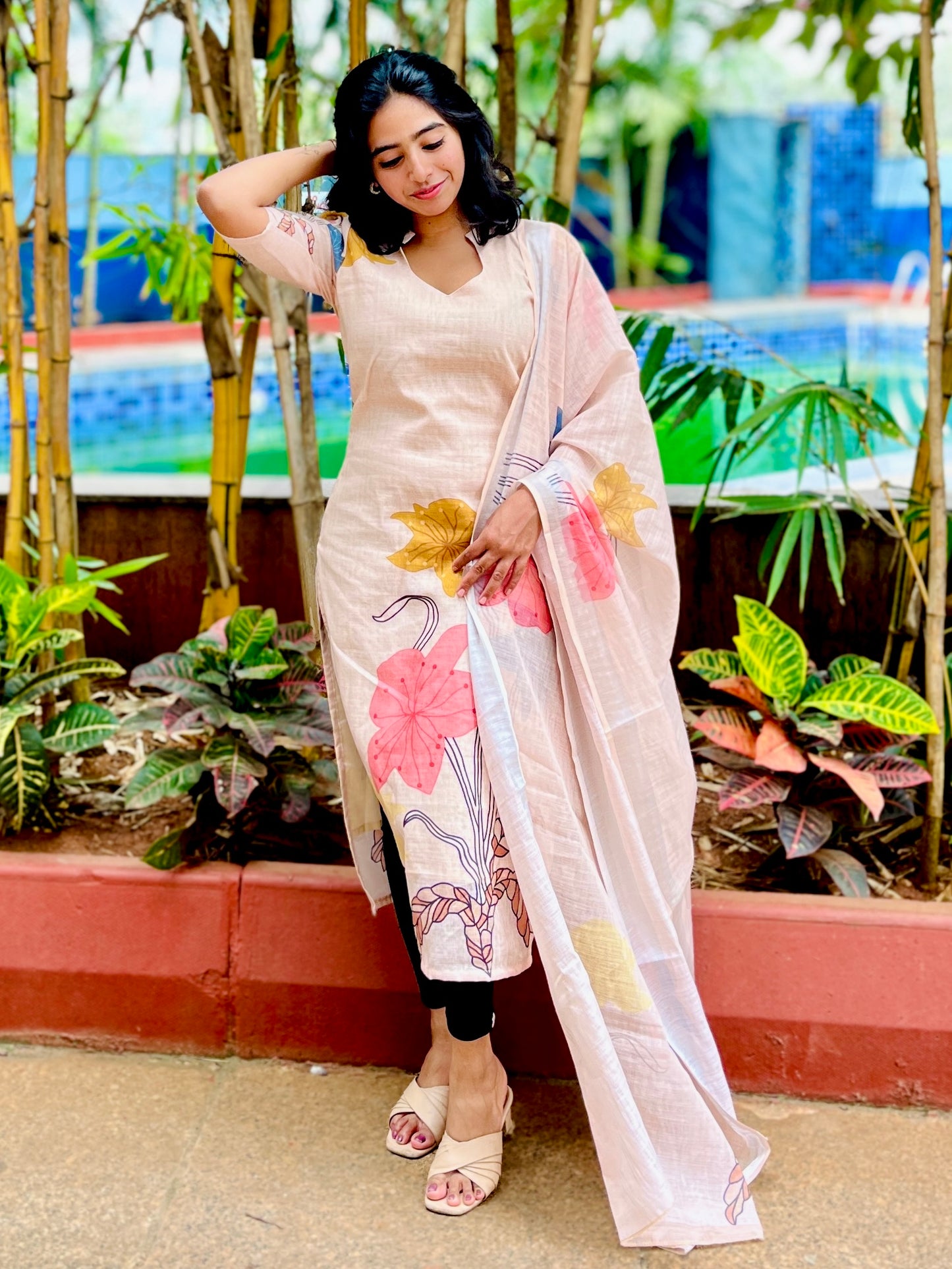 Creamy linen set [ SZ117 ]