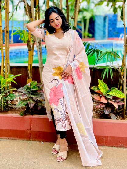 Creamy linen set [ SZ117 ]