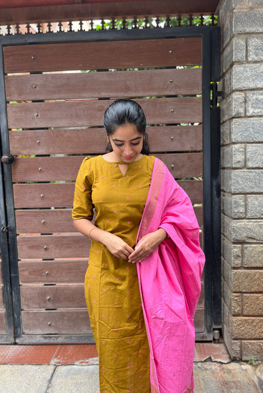 Olive Green Handloom Kurti