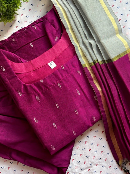 Magenta Soft Silk Set