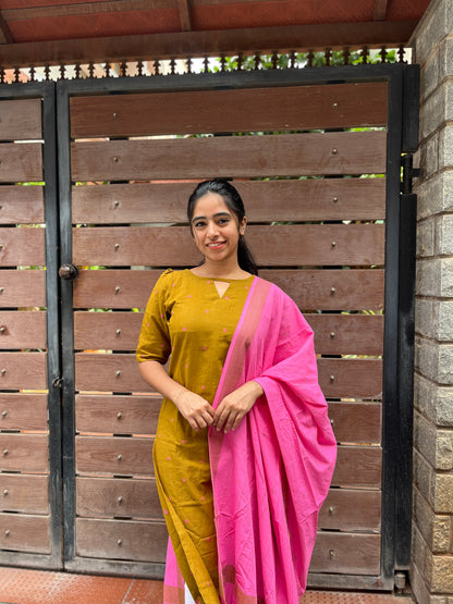 Olive Green Handloom Kurti
