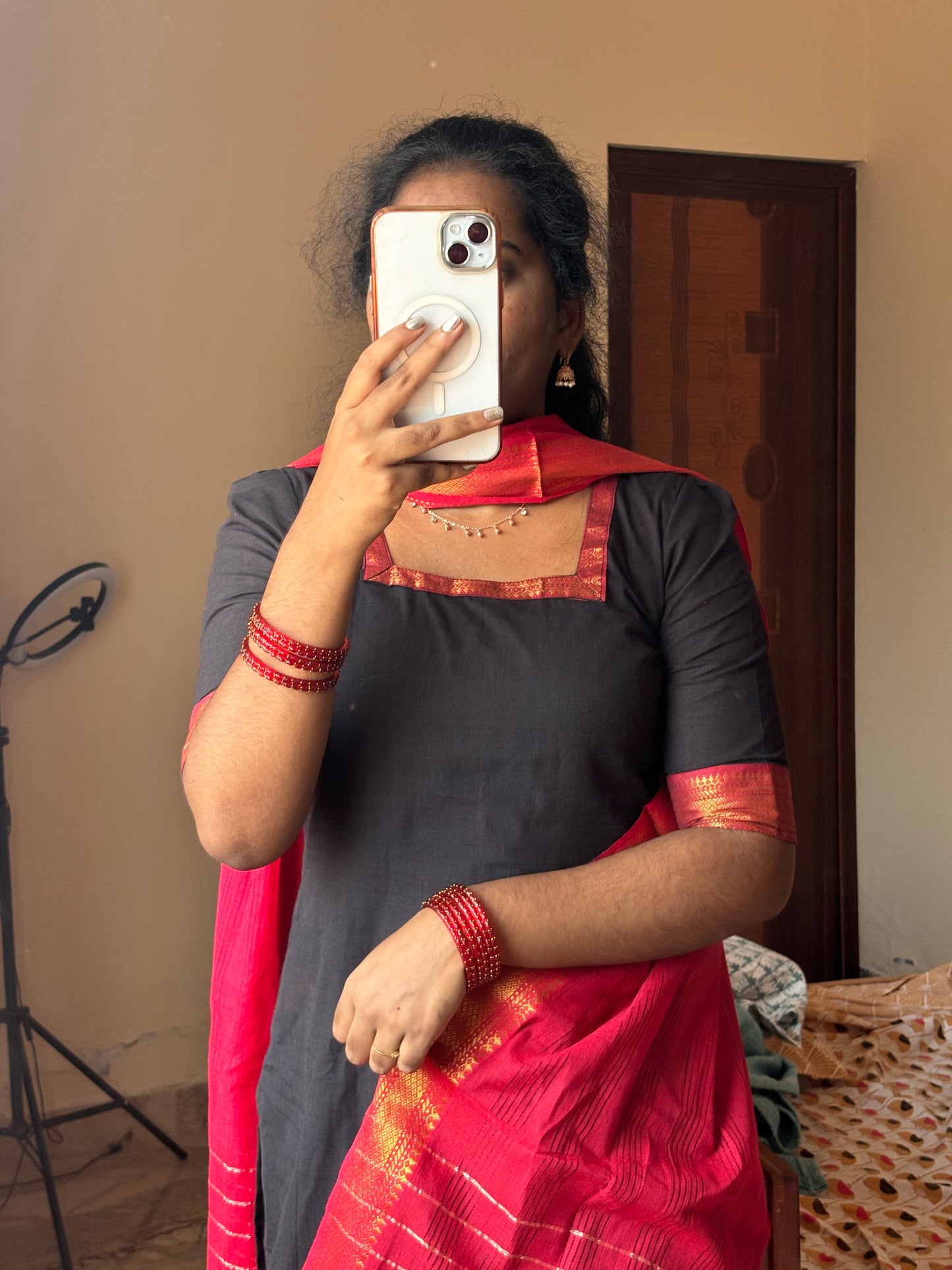 Black Mangalagiri Set