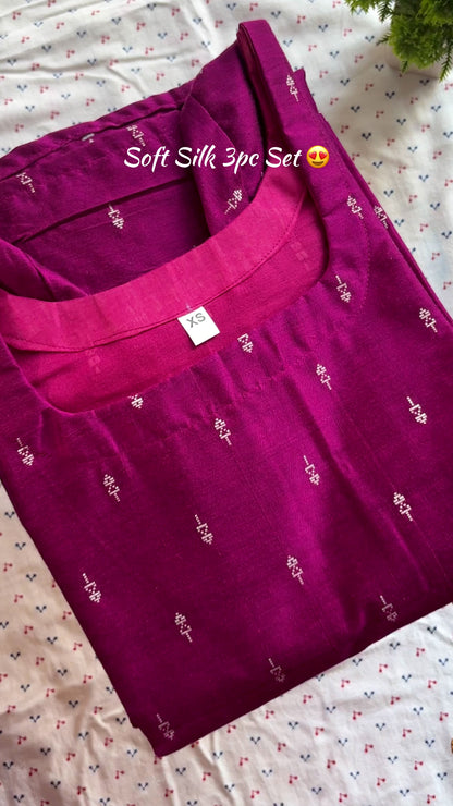 Magenta Soft Silk Set